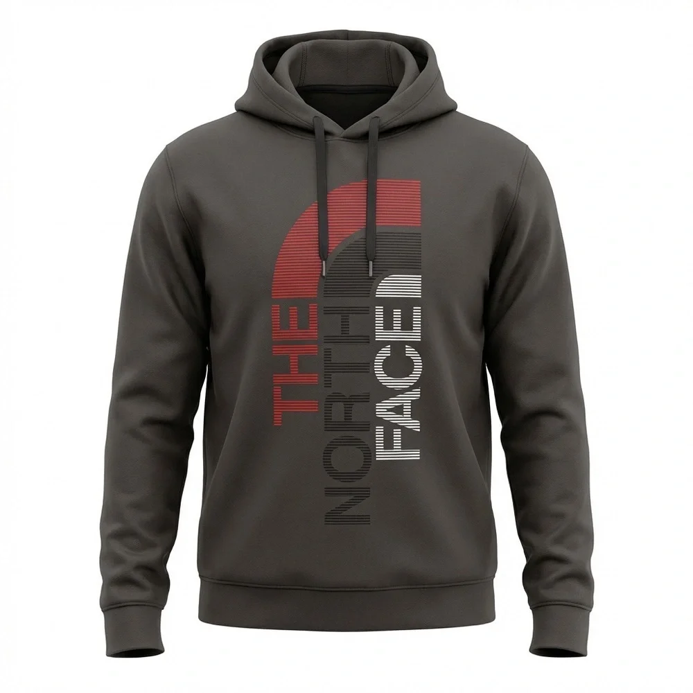 The North Face Men's Charcoal and Red Hoodie
